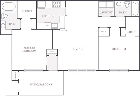 2 Bed 1 Bath Floor Plan at The Columns at Bear Creek, Florida, 34654